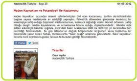 Kastamonu Maden Varl Raporu Madencilik Trkiye Dergisi'nde!