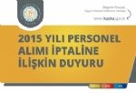 2015 Yl Personel Alm ptal Duyurusu